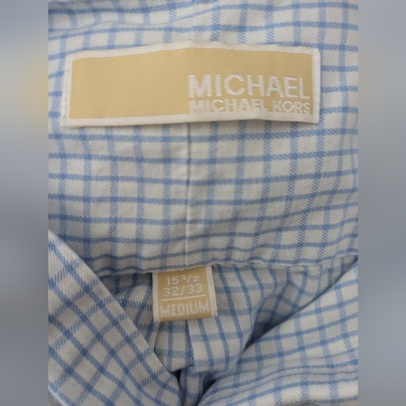Michael Kors Mens Blue White Plaid Button Down Long Sleeve Shirt - Picture 3 of 8